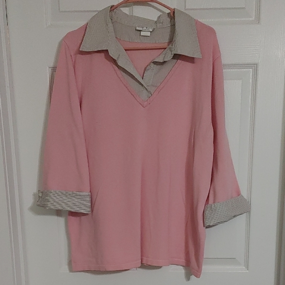SALE 2/$12 Fred David V-Neck Collared Women’s sz 22-24W Soft Lightweight Sweater